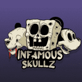 10,000 部地球上最臭名昭著的漫画。 10 月 1 日到来,他们头骨的遗骸将永远存在于元宇宙中。 /nfts/infamousskullz/infamousskullz.png