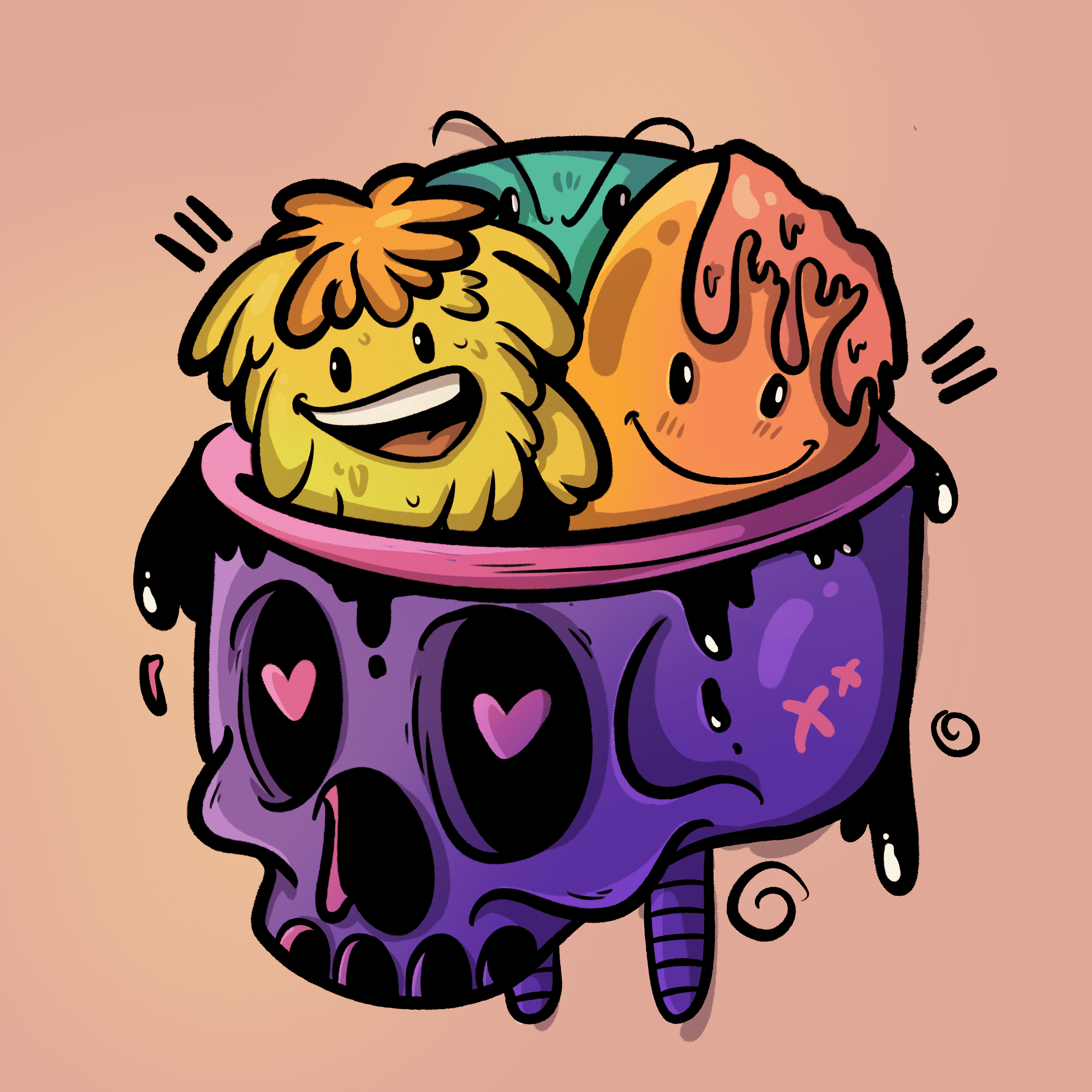 1930 年是动画片最好的时代之一。 我们的 Loomis 的灵感来自 30 年代的艺术风格,即“橡胶软管风格”,具有典型的 1930 年代松软和时髦的外观。 /nfts/sidekicks-loomiheads/sidekicks-loomiheads.png